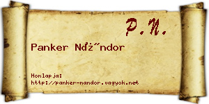 Panker Nándor névjegykártya